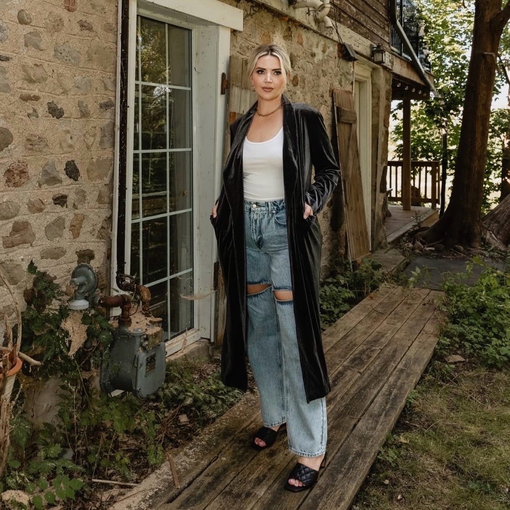 Black Velvet Long Coat